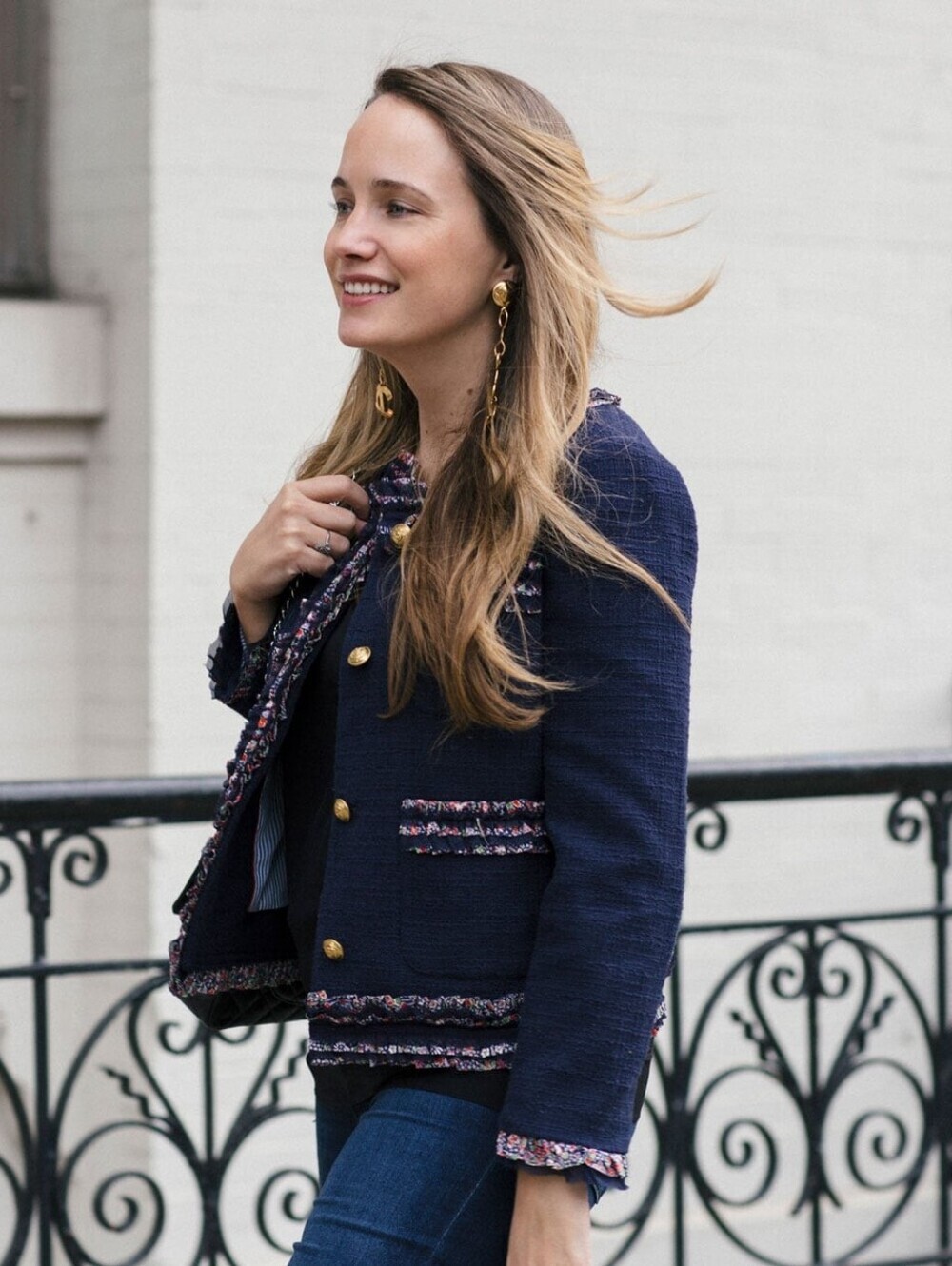 J Crew Navy Blue Liberty Floral Ruffle Lady Jacket Button Front Blazer